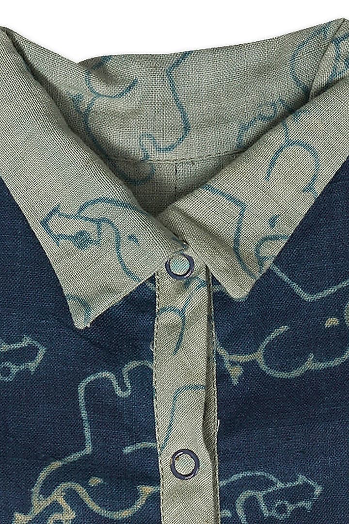 Estate Blue Handloom Khadi Romper by Mhysa Clothing ( TM ) at Pernia's Pop Up Shop