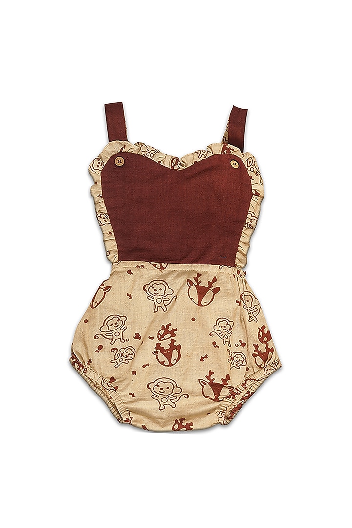 Russet Brown Printed Romper Set For Girls by Mhysa Clothing ( TM ) at Pernia's Pop Up Shop