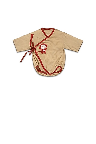 Beige Handloom Khadi Romper by Mhysa Clothing ( TM )