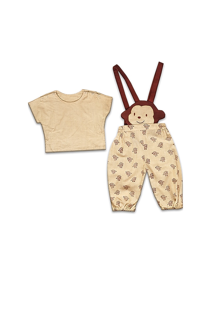 Creme & Maroon Handloom Khadi Romper Set by Mhysa Clothing ( TM ) at Pernia's Pop Up Shop