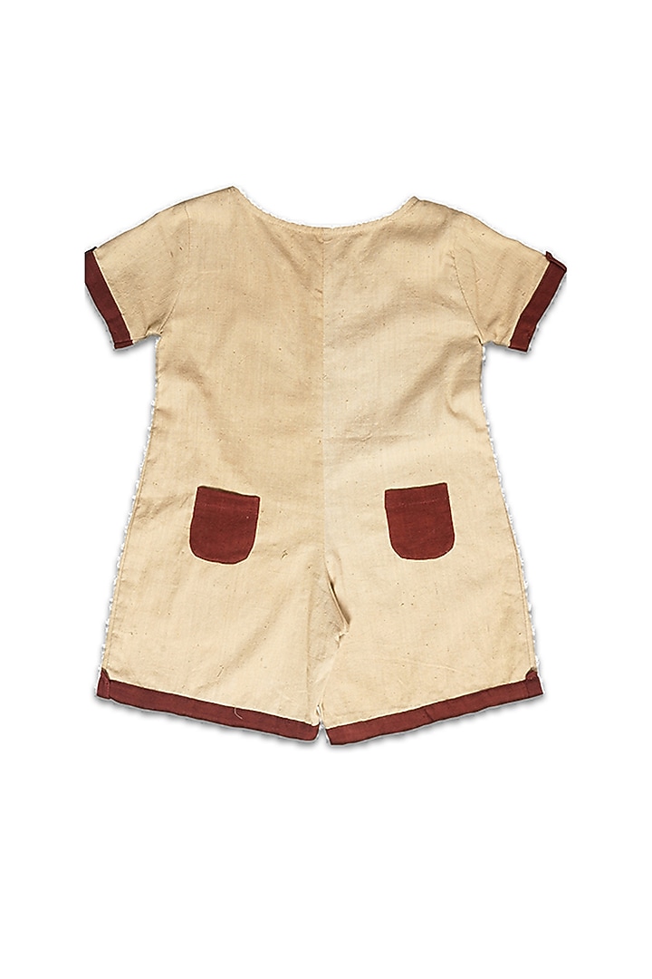 Beige Handloom Khadi Romper by Mhysa Clothing ( TM ) at Pernia's Pop Up Shop