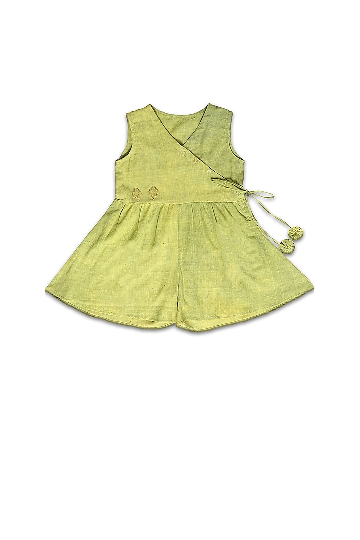 Leaf Green Handloom Khadi Jumpsuit For Girls by Mhysa Clothing ( TM )