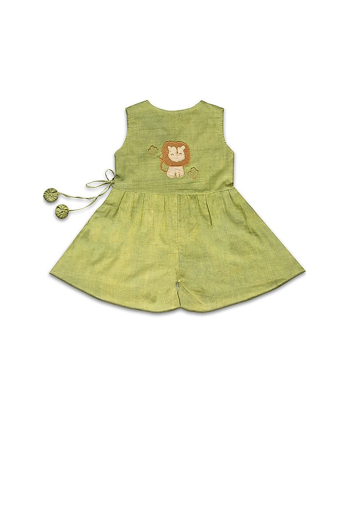 Leaf Green Handloom Khadi Jumpsuit For Girls by Mhysa Clothing ( TM ) at Pernia's Pop Up Shop