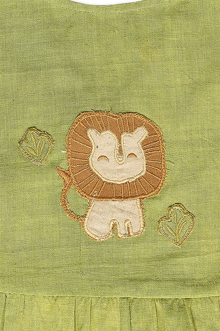 Leaf Green Handloom Khadi Jumpsuit For Girls by Mhysa Clothing ( TM ) at Pernia's Pop Up Shop