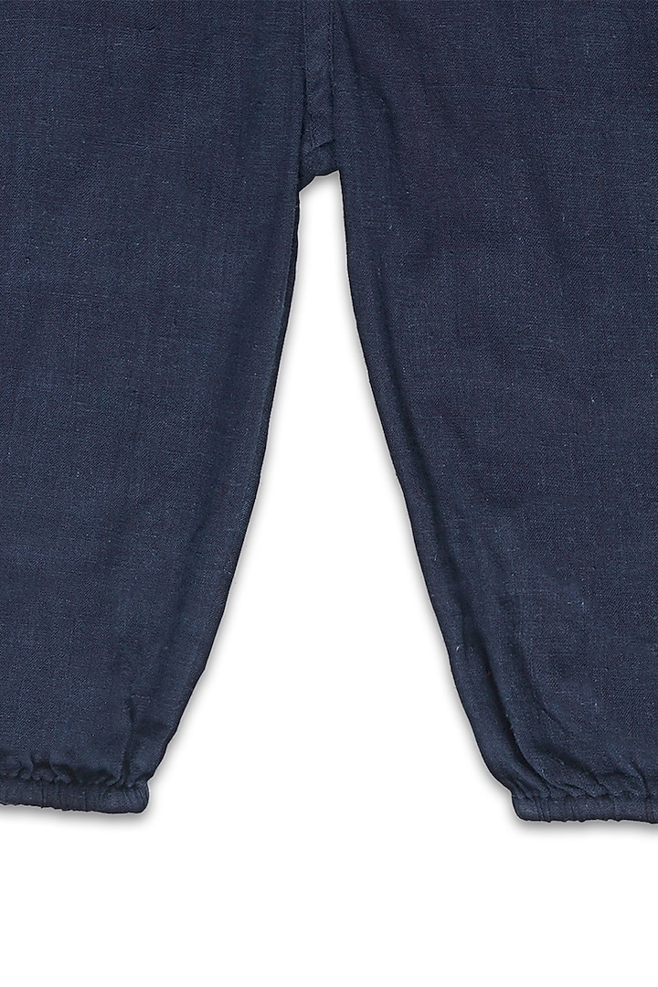 Estate Blue Handloom Khadi Romper For Girls by Mhysa Clothing ( TM ) at Pernia's Pop Up Shop