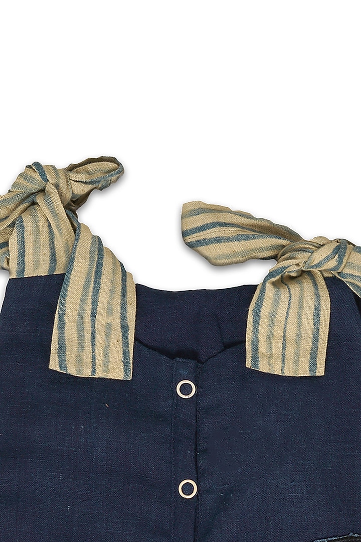 Estate Blue Handloom Khadi Romper For Girls by Mhysa Clothing ( TM ) at Pernia's Pop Up Shop