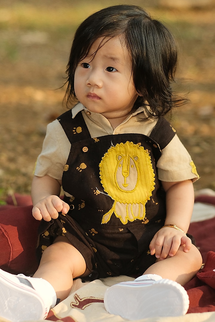 Chocolate Brown Embroidered Romper Set For Boys by Mhysa Clothing ( TM )