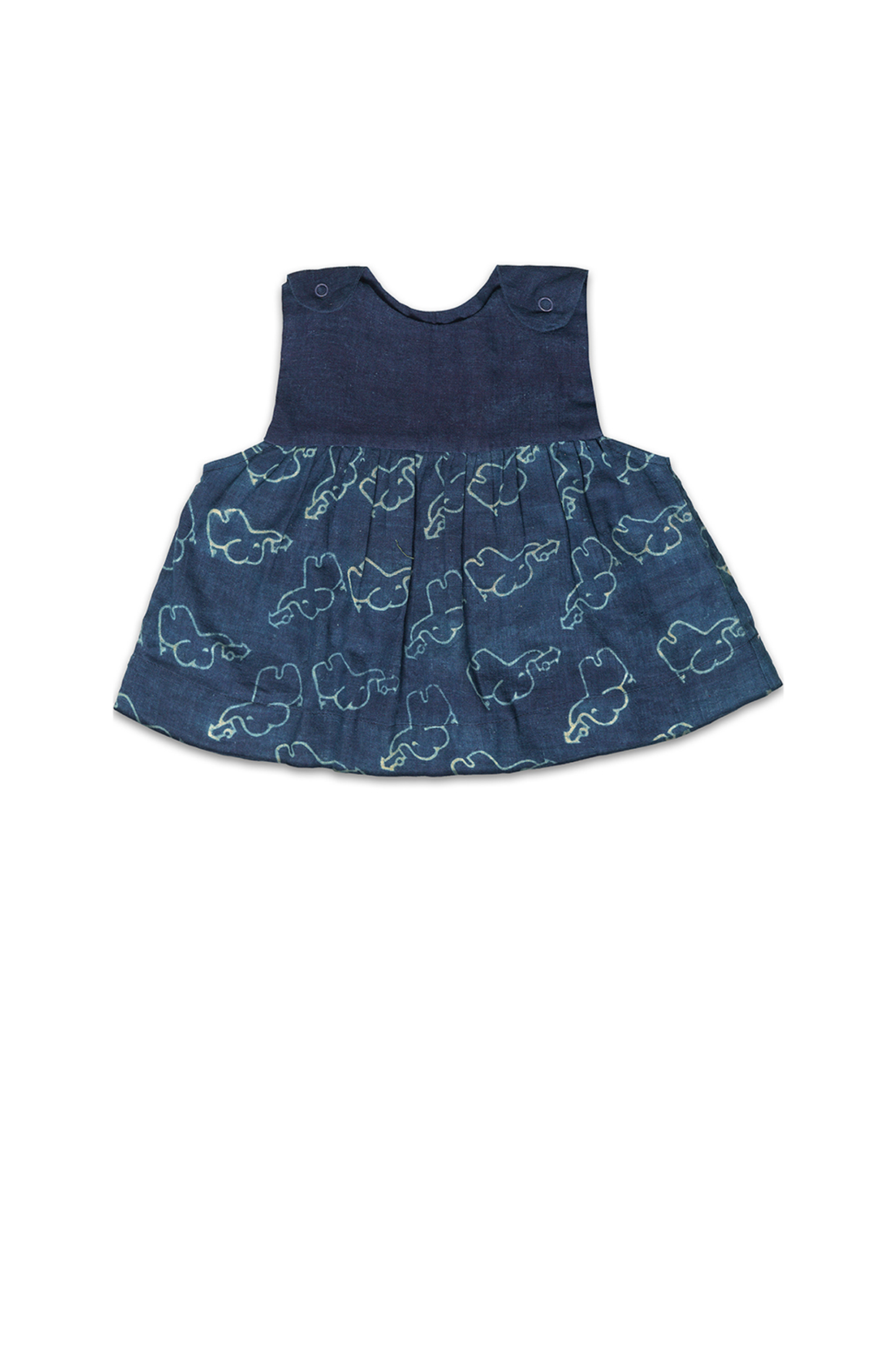 Estate Blue Handloom Khadi Frock For Girls by Mhysa Clothing ( TM ) at Pernia's Pop Up Shop