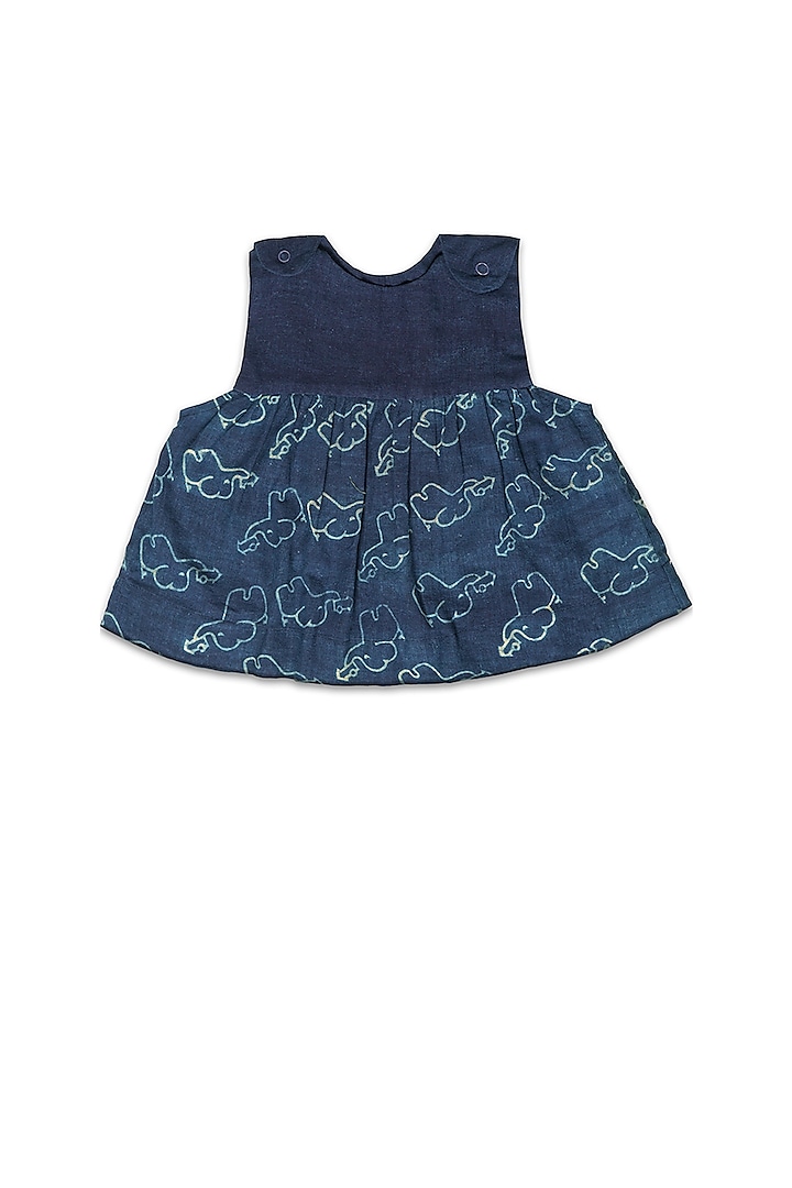 Estate Blue Handloom Khadi Frock For Girls by Mhysa Clothing ( TM )