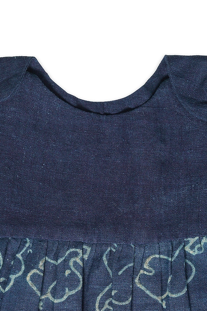 Estate Blue Handloom Khadi Frock For Girls by Mhysa Clothing ( TM ) at Pernia's Pop Up Shop