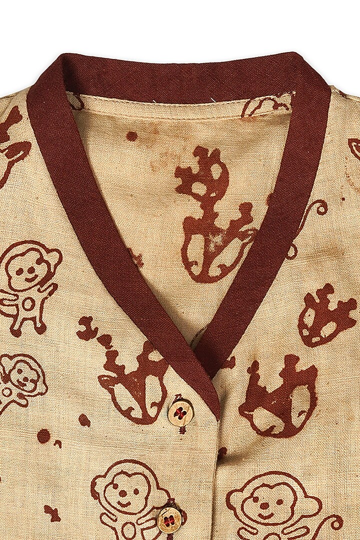 Cream & Maroon Printed Frock by Mhysa Clothing ( TM ) at Pernia's Pop Up Shop