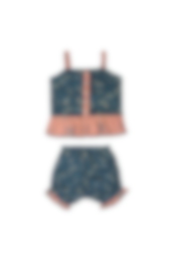Deep Blue Handloom Khadi Co-Ord Set For Girls by Mhysa Clothing ( TM )
