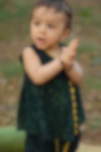 Forest Green Handloom Khadi Co-Ord Set For Girls by Mhysa Clothing ( TM )