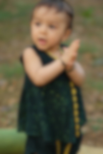 Forest Green Handloom Khadi Co-Ord Set For Girls by Mhysa Clothing ( TM )