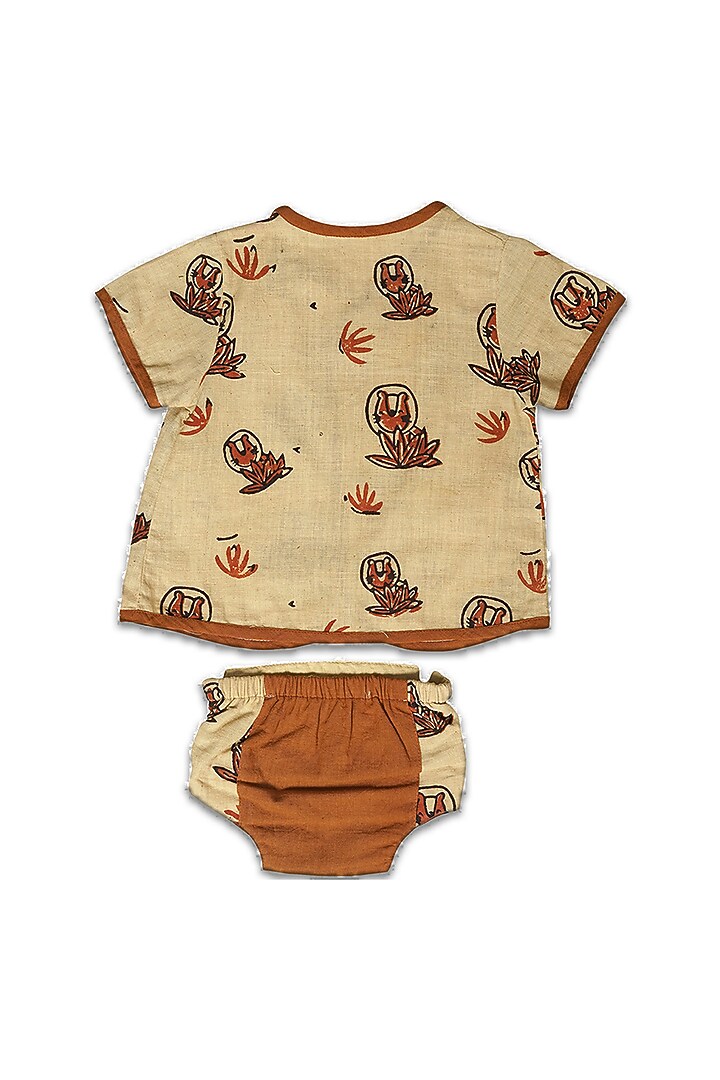 Cream & Orange Handloom Khadi Co-Ord Set by Mhysa Clothing ( TM ) at Pernia's Pop Up Shop