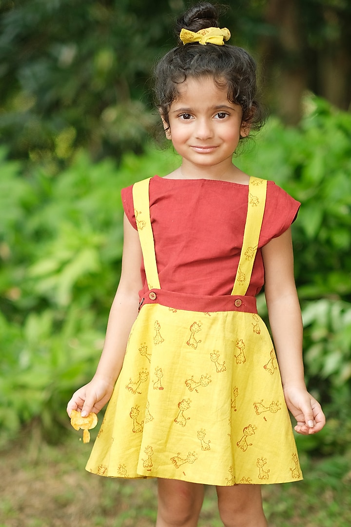 Ceylon Yellow Handloom Khadi Skirt Set For Girls by Mhysa Clothing ( TM )