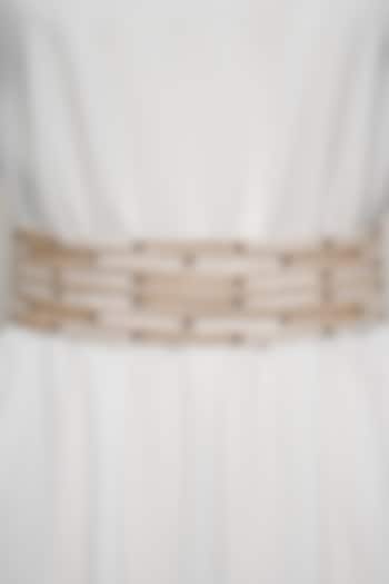 Gold Shimmer Hand Embroidered Tie-Up Belt by MEHRAKI