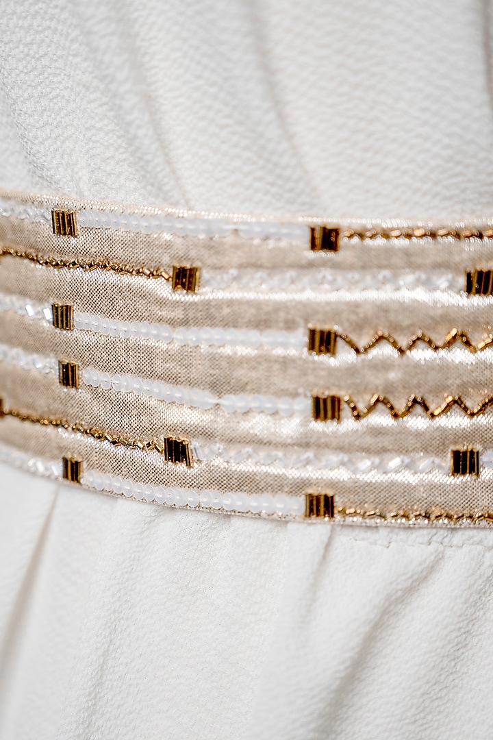Gold Shimmer Hand Embroidered Tie-Up Belt by MEHRAKI at Pernia's Pop Up Shop