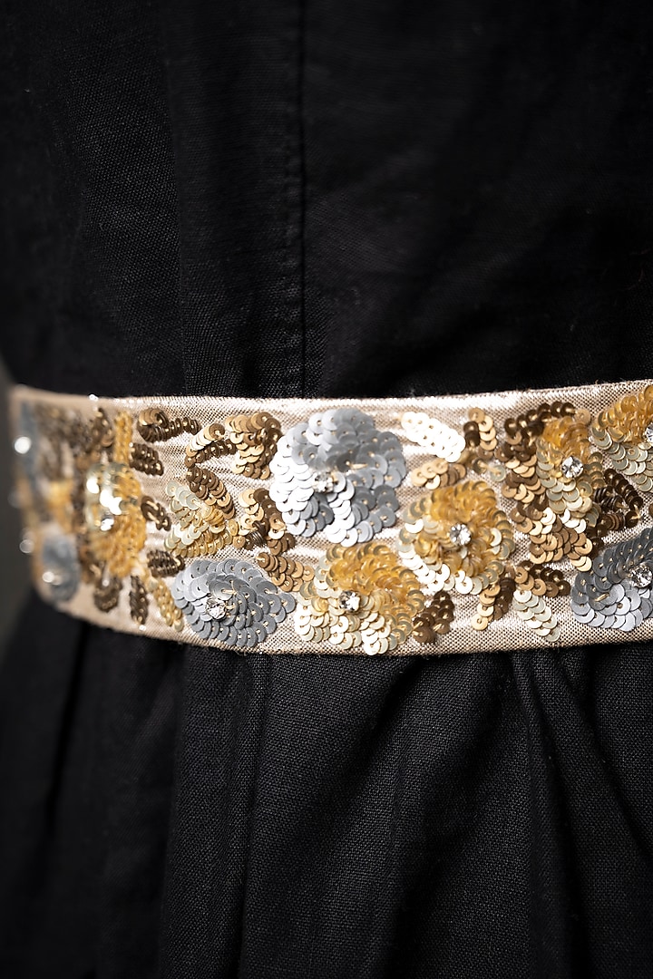 Gold Shimmer Embroidered Tie-Up Belt by MEHRAKI at Pernia's Pop Up Shop