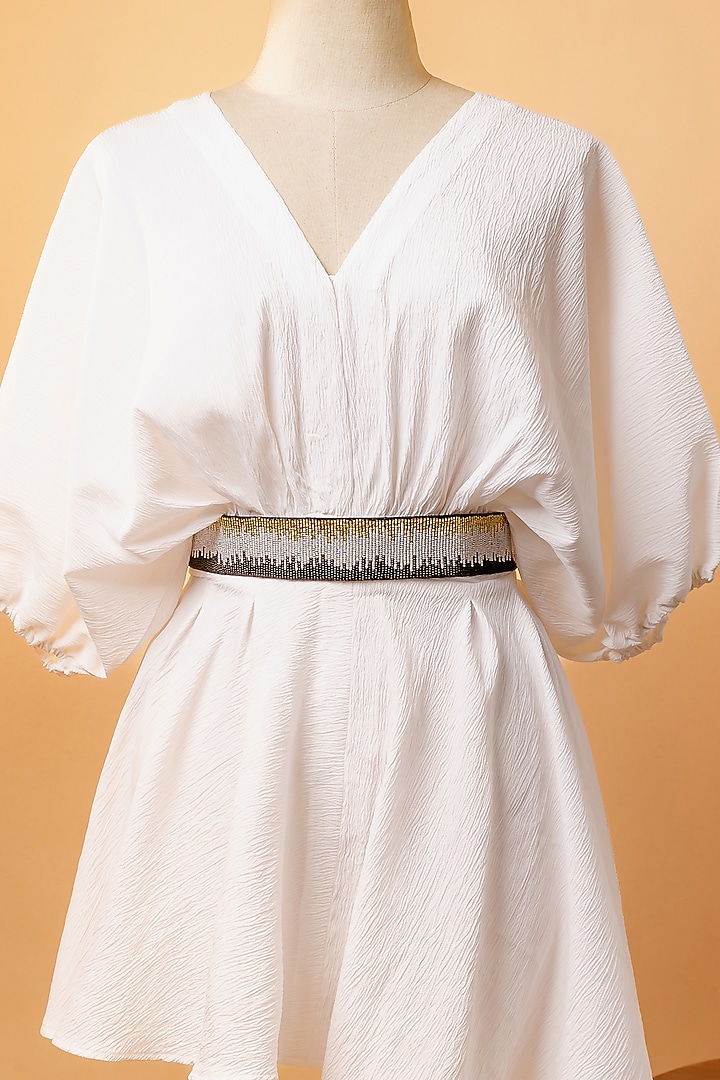 Multi-Colored Raw Silk Embroidered Tie-Up Belt by MEHRAKI at Pernia's Pop Up Shop