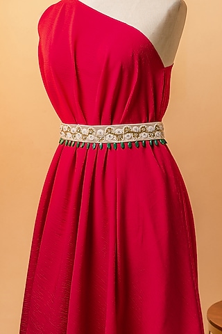Gold Shimmer Embellished Tie-Up Belt by MEHRAKI