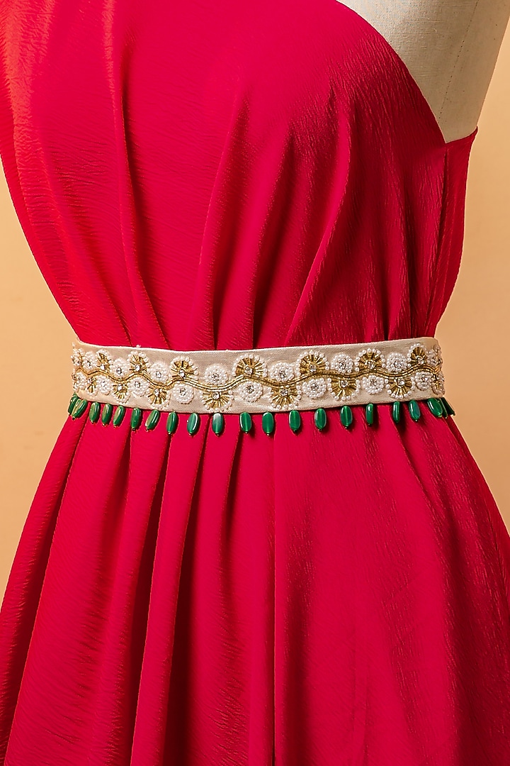Gold Shimmer Embellished Tie-Up Belt by MEHRAKI at Pernia's Pop Up Shop
