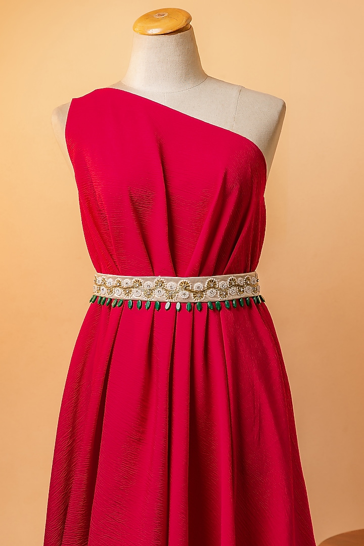Gold Shimmer Embellished Tie-Up Belt by MEHRAKI at Pernia's Pop Up Shop