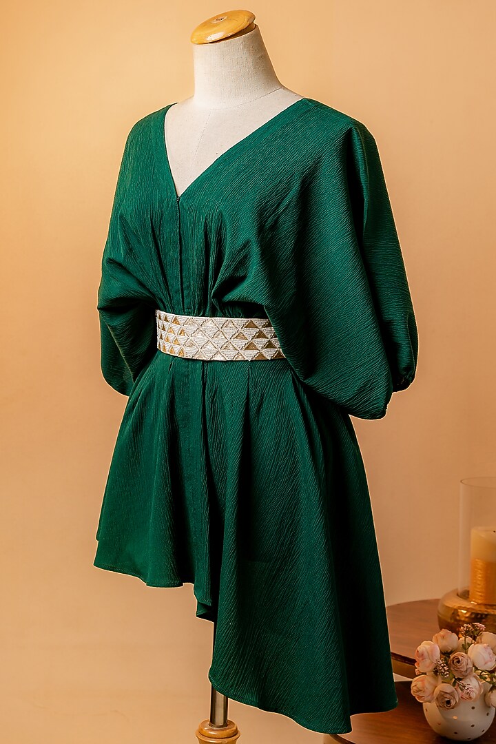 White Raw Silk Hand Embroidered Tie-Up Belt by MEHRAKI at Pernia's Pop Up Shop