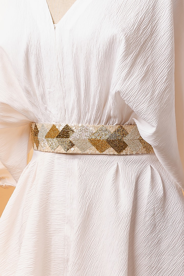 Gold Shimmer Tie-Up Belt by MEHRAKI at Pernia's Pop Up Shop