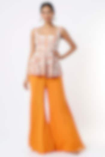 Orange Georgette Pant Set by Mishru at Pernia's Pop Up Shop