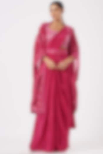 Pink Sequins-Embroidered Saree by Mishru