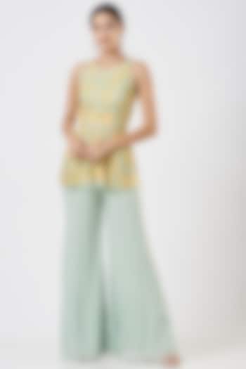 Mint Green Georgette Pant Set by Mishru at Pernia's Pop Up Shop
