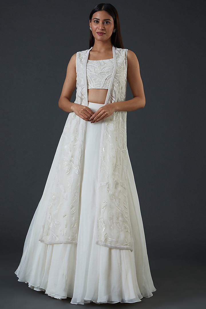White Organza Jacket Set by Mishru at Pernia's Pop Up Shop