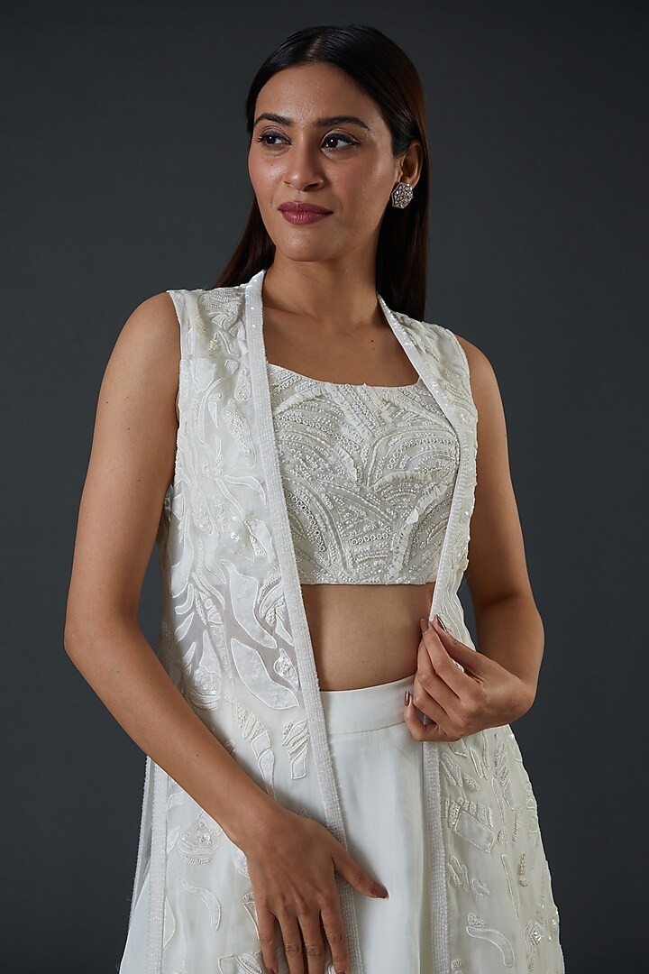 White Organza Jacket Set by Mishru at Pernia's Pop Up Shop
