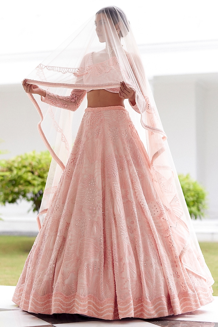 Candy Pink Organza Bridal Lehenga Set by Mishru at Pernia's Pop Up Shop