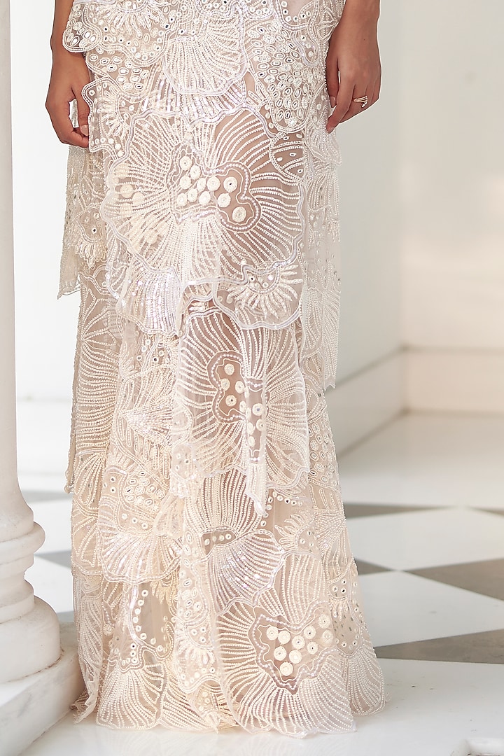 Light Pink Tulle Layered Bridal Gown by Mishru at Pernia's Pop Up Shop