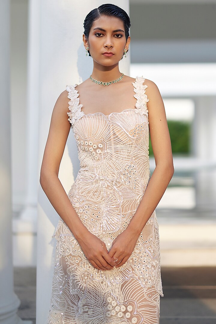 Light Pink Tulle Layered Bridal Gown by Mishru at Pernia's Pop Up Shop
