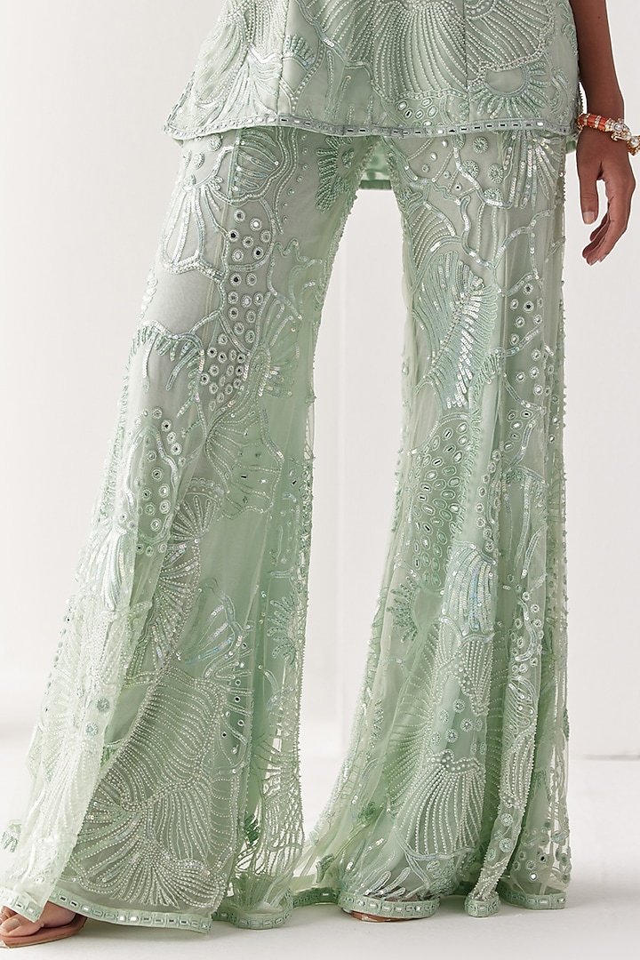 Mint Soft Tulle Kurta Set by Mishru at Pernia's Pop Up Shop