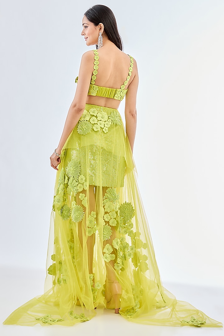 Lime Green Tulle Skirt Set by Mishru at Pernia's Pop Up Shop