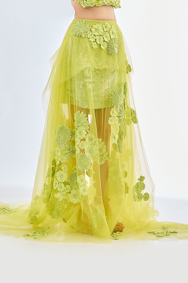 Lime Green Tulle Skirt Set by Mishru at Pernia's Pop Up Shop