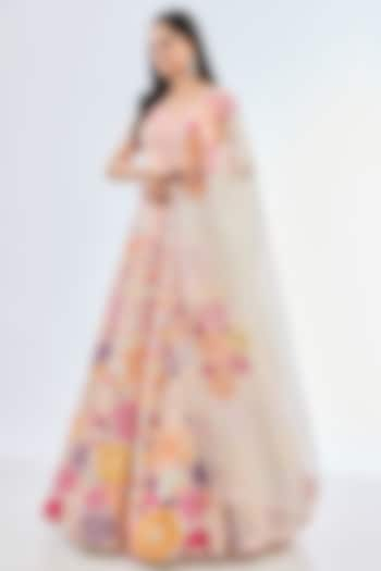 Multi-Colored Organza Hand Embroidered Bridal Lehenga Set by Mishru at Pernia's Pop Up Shop