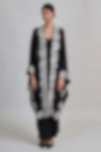 Black Organza Triangle Cape Set by Mishru at Pernia's Pop Up Shop