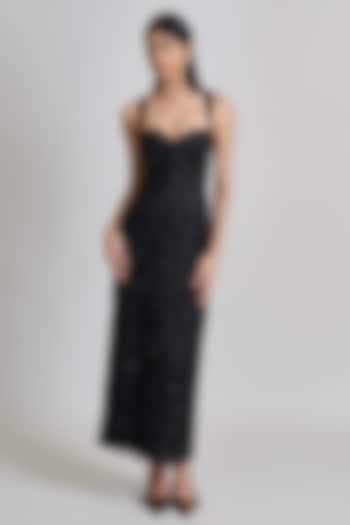 Black Tulle Cocktail Maxi Party Wear Dress by Mishru at Pernia's Pop Up Shop