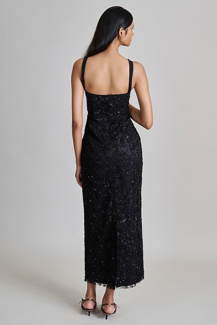 Black Tulle Cocktail Maxi Party Wear Dress by Mishru at Pernia's Pop Up Shop