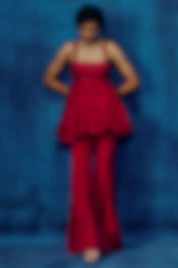 Fuchsia Organza Pant Set by Mishru at Pernia's Pop Up Shop