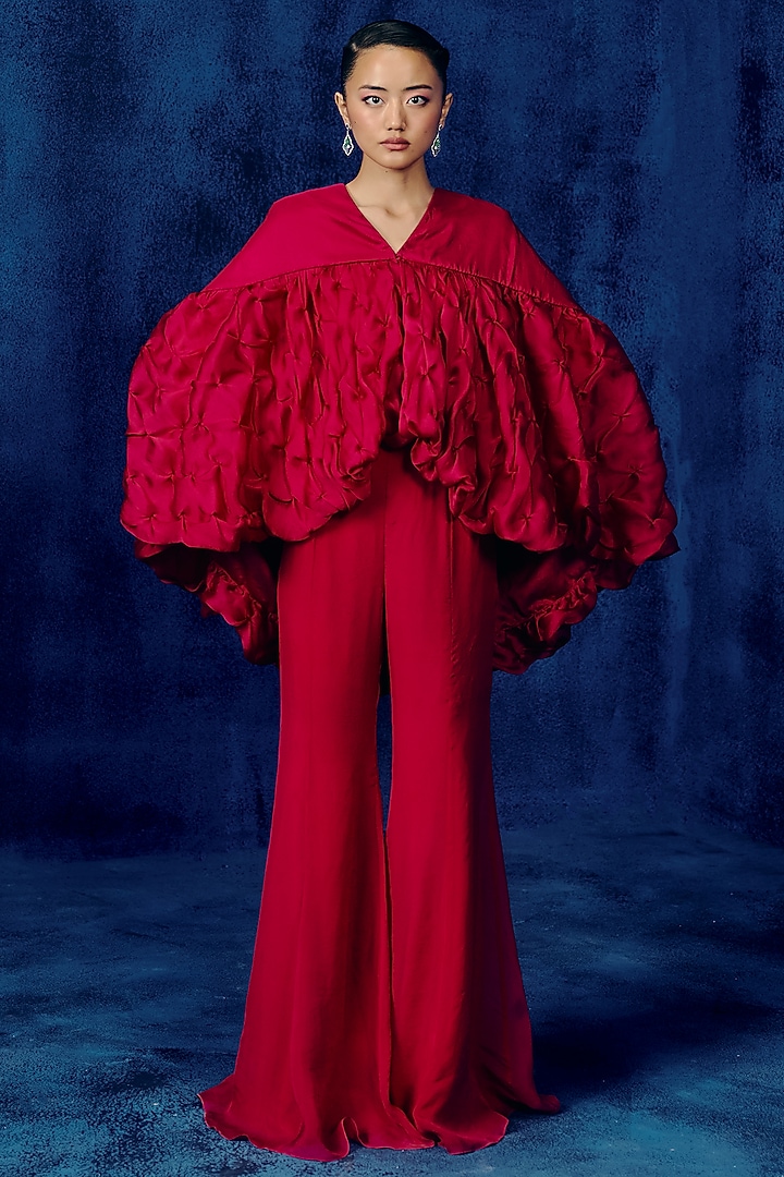 Fuchsia Organza Pant Set by Mishru at Pernia's Pop Up Shop