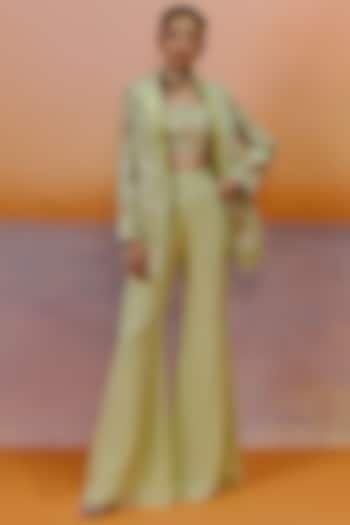 Sea Green Organza Pant Set by Mishru at Pernia's Pop Up Shop