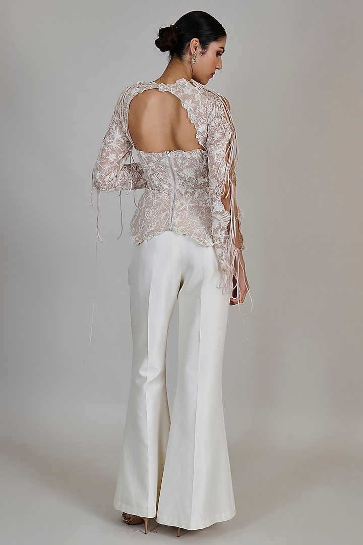 Champagne & Ivory Chiffon Tunic Set by Mishru at Pernia's Pop Up Shop
