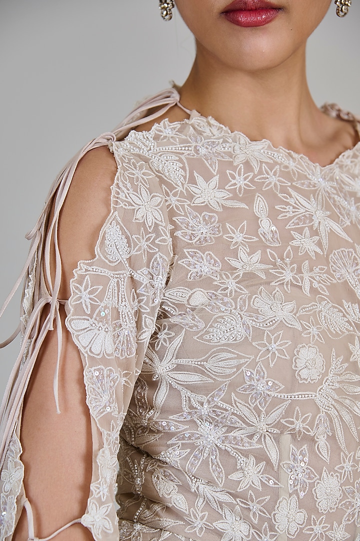 Champagne & Ivory Chiffon Tunic Set by Mishru at Pernia's Pop Up Shop