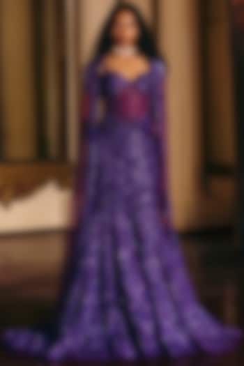 Purple Tulle Fish-Cut Skirt Set by Mishru at Pernia's Pop Up Shop